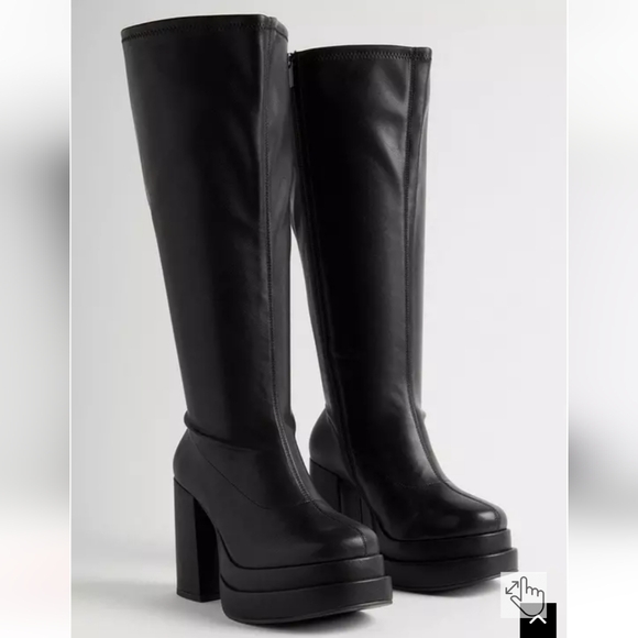 Black Platform Knee-High Boots - Picture 2 of 4
